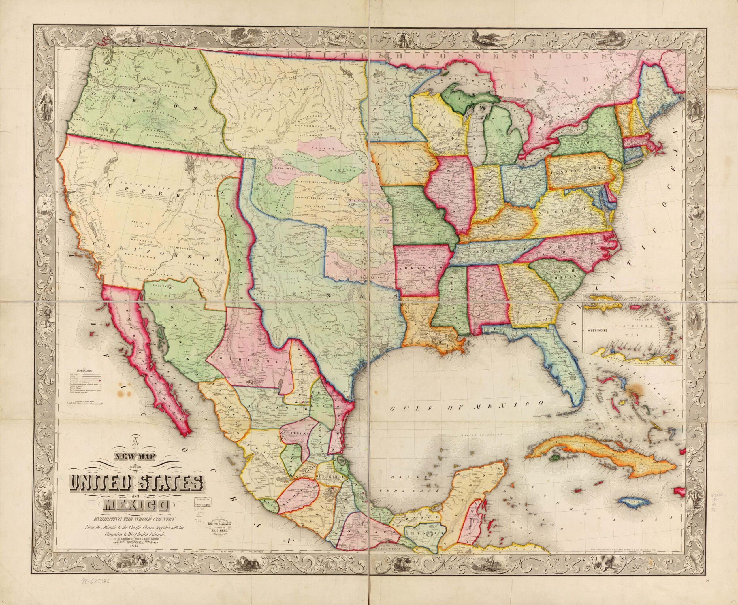 New Map Of The United States And Mexico Library Of Congress