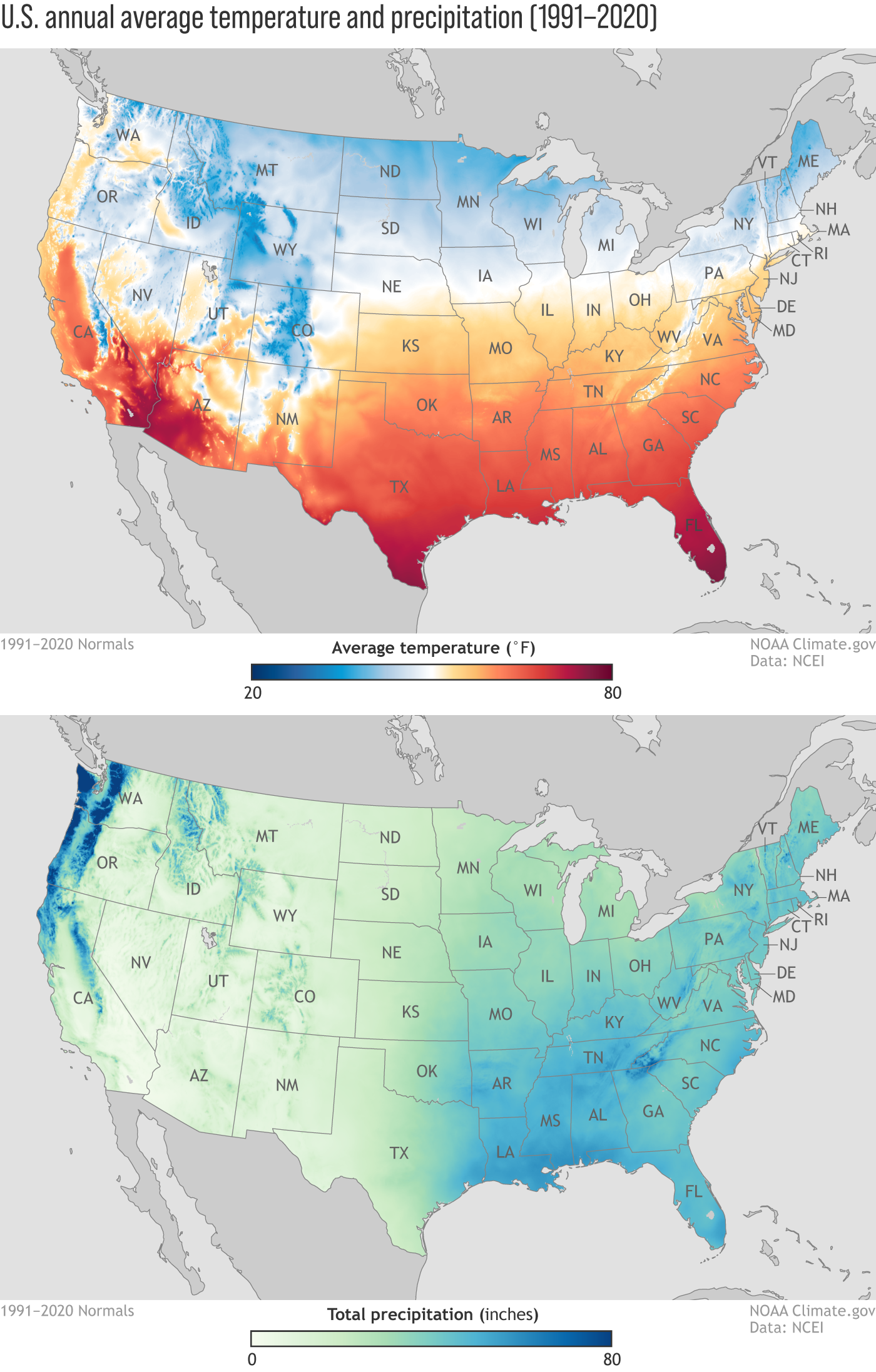New Maps Of Annual Average Temperature And Precipitation From The U S Climate Normals NOAA Climate gov