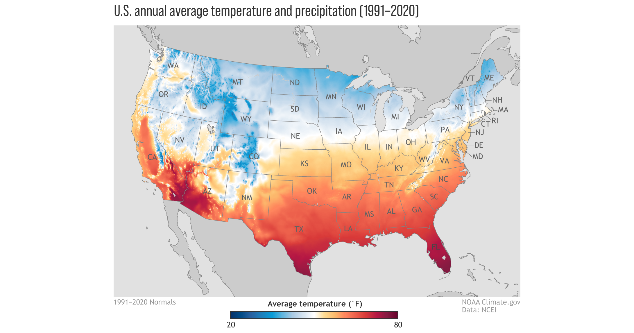 New Maps Of Annual Average Temperature And Precipitation From The U S Climate Normals NOAA Climate gov