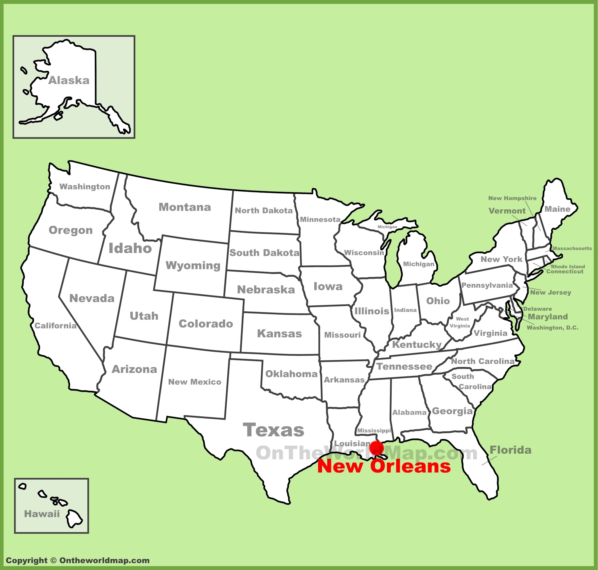 New Orleans Location On The U S Map Ontheworldmap
