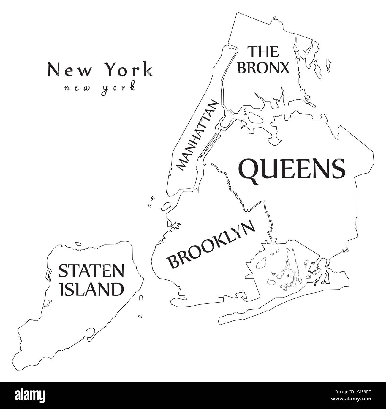 New York City Map Black And White Stock Photos Images Alamy