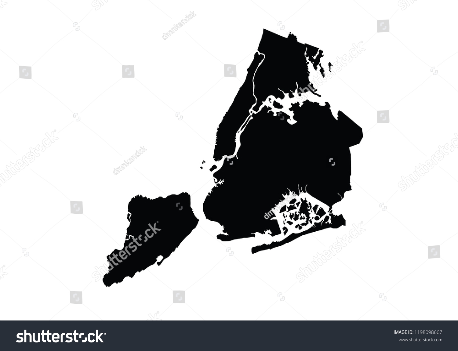 New York City Outline Map City Stock Vector Royalty Free 1198098667 Shutterstock