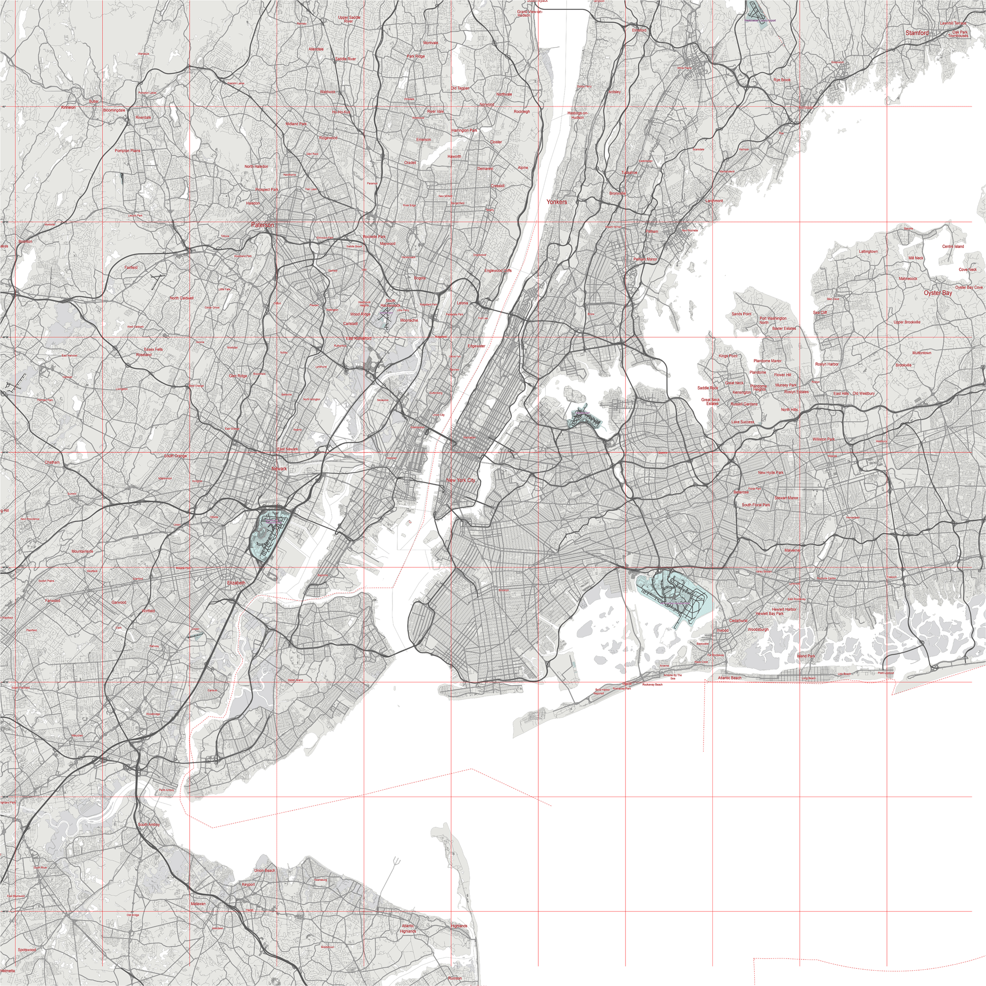 New York City US Map Vector City Plan Low Detailed simple White Street Map Editable Adobe Illustrator In Layers Maps In Vector Detailed Street Maps Illustrator PDF CorelDRAW EPS DWG DXF