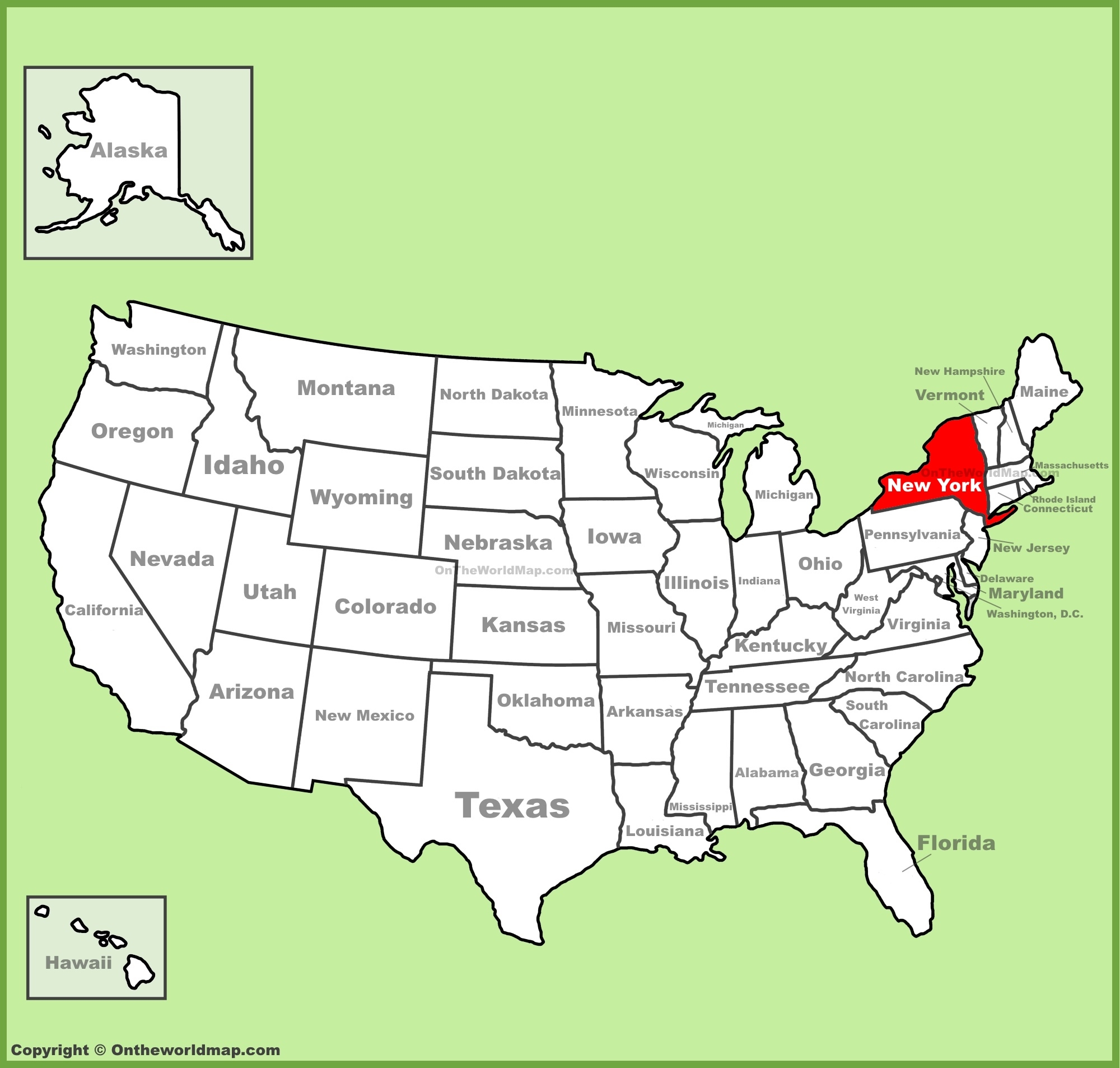 New York State Location On The U S Map Ontheworldmap