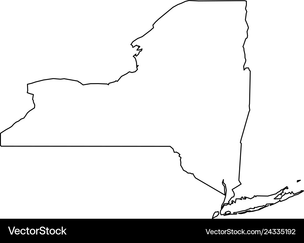 New York State Map Black Outline Royalty Free Vector VectorStock