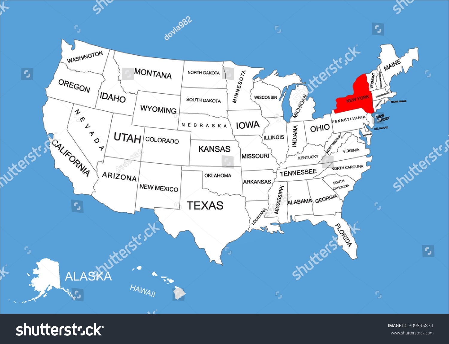 New York State Usa Vector Map Stock Vector Royalty Free 309895874 Shutterstock