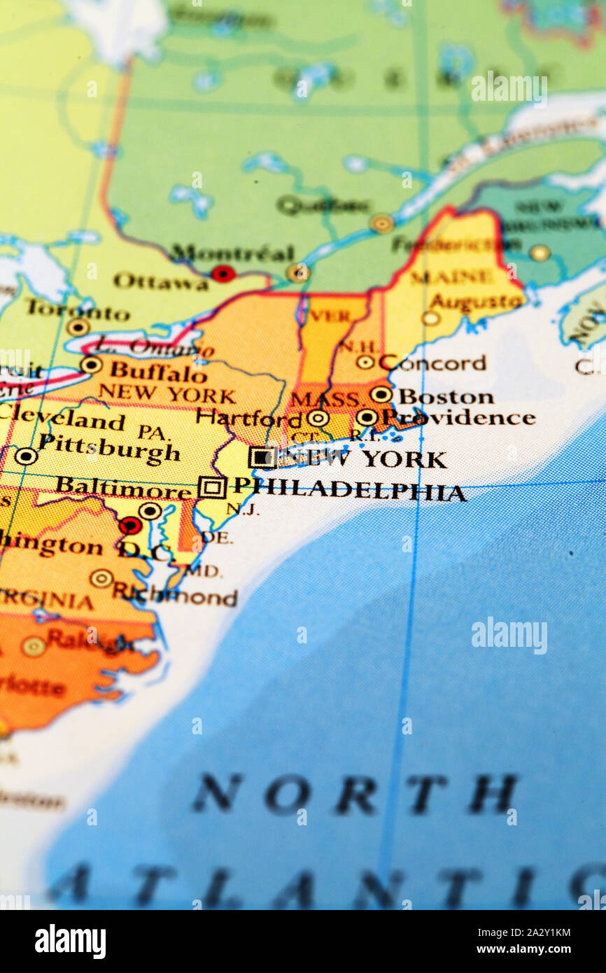 New York United States On Atlas World Map Stock Photo Alamy