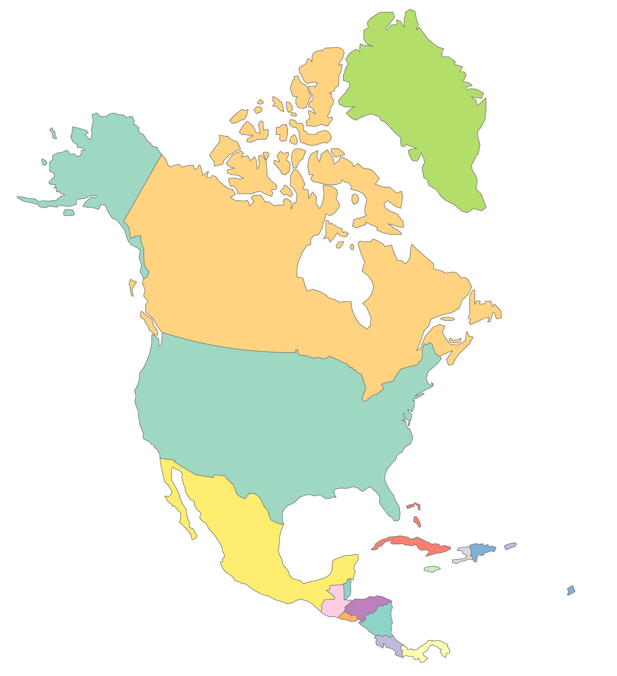 the americas blank map