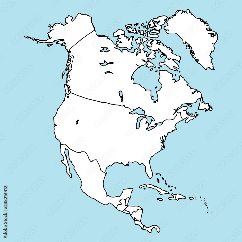 North America Mainland Map Of North America Vector Illustration Outline Map Of North America Hand Drawn Atlas Globe Map Of North America Stock Vector Adobe Stock