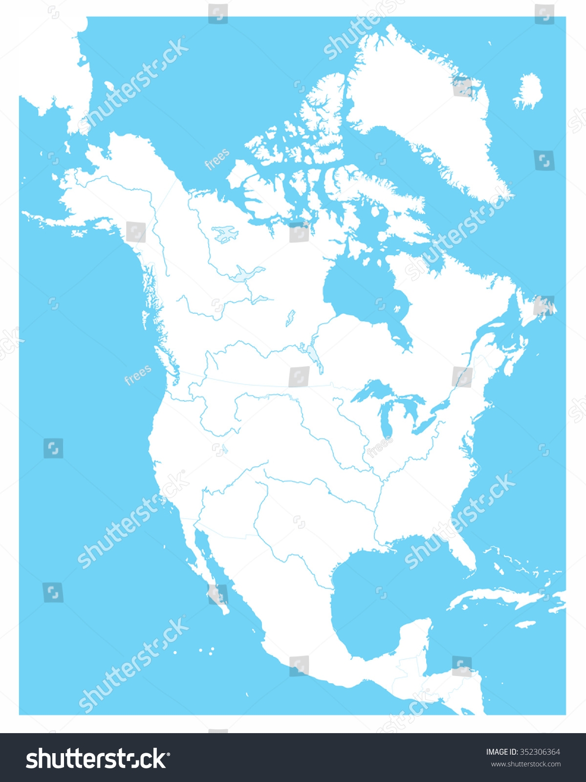 North America Outline Blank Map Elements Stock Vector Royalty Free 352306364 Shutterstock