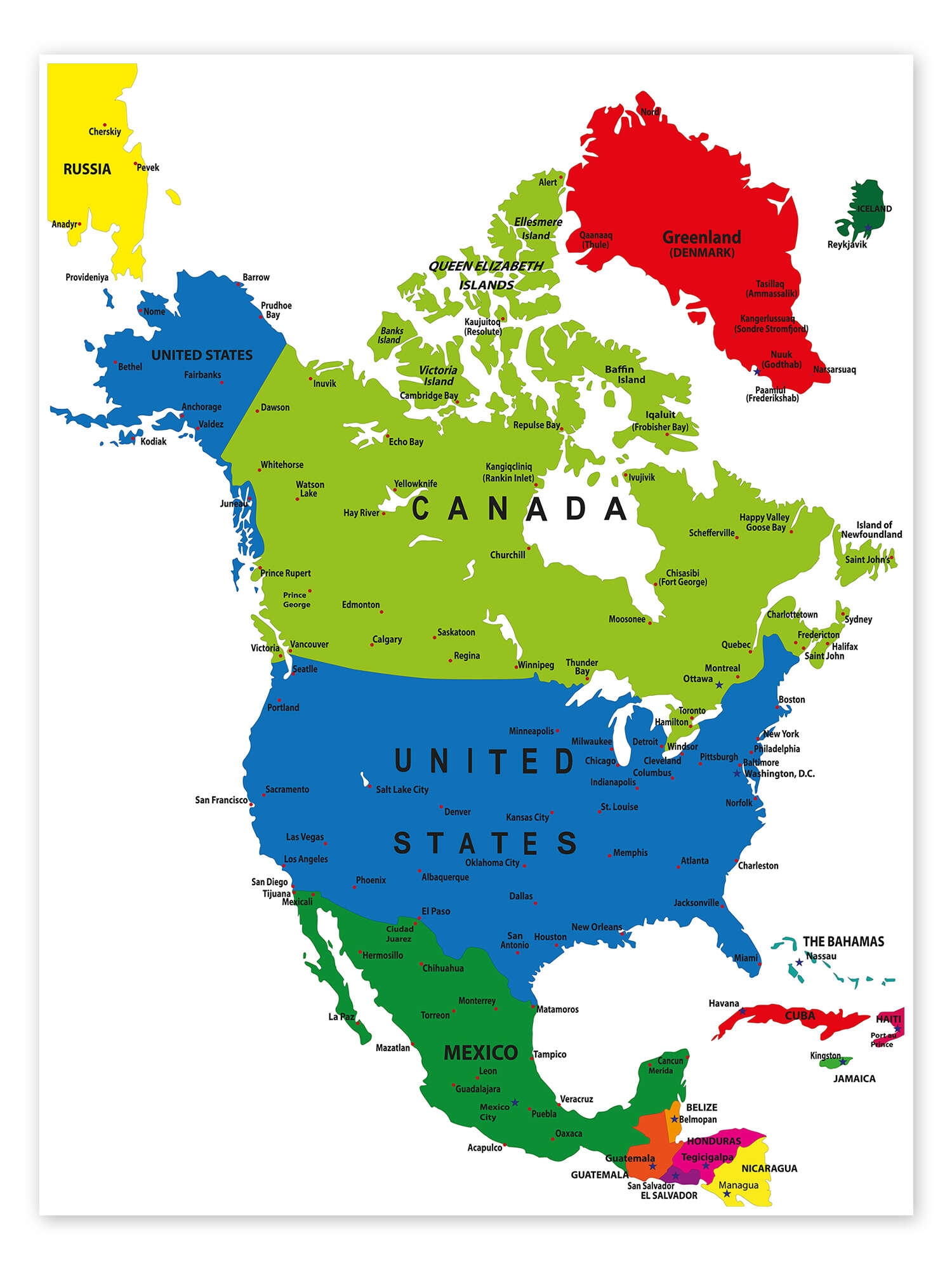 North America Political Map Print By Editors Choice Posterlounge