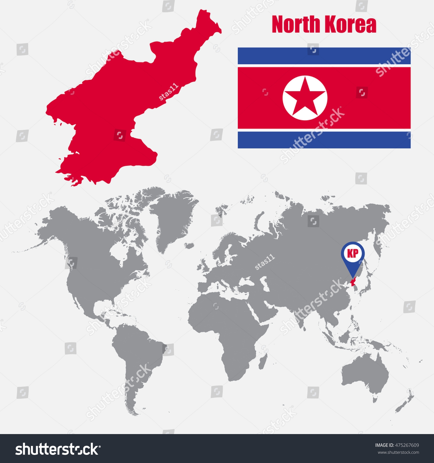 North Korea Map On World Map Stock Vector Royalty Free 475267609 Shutterstock