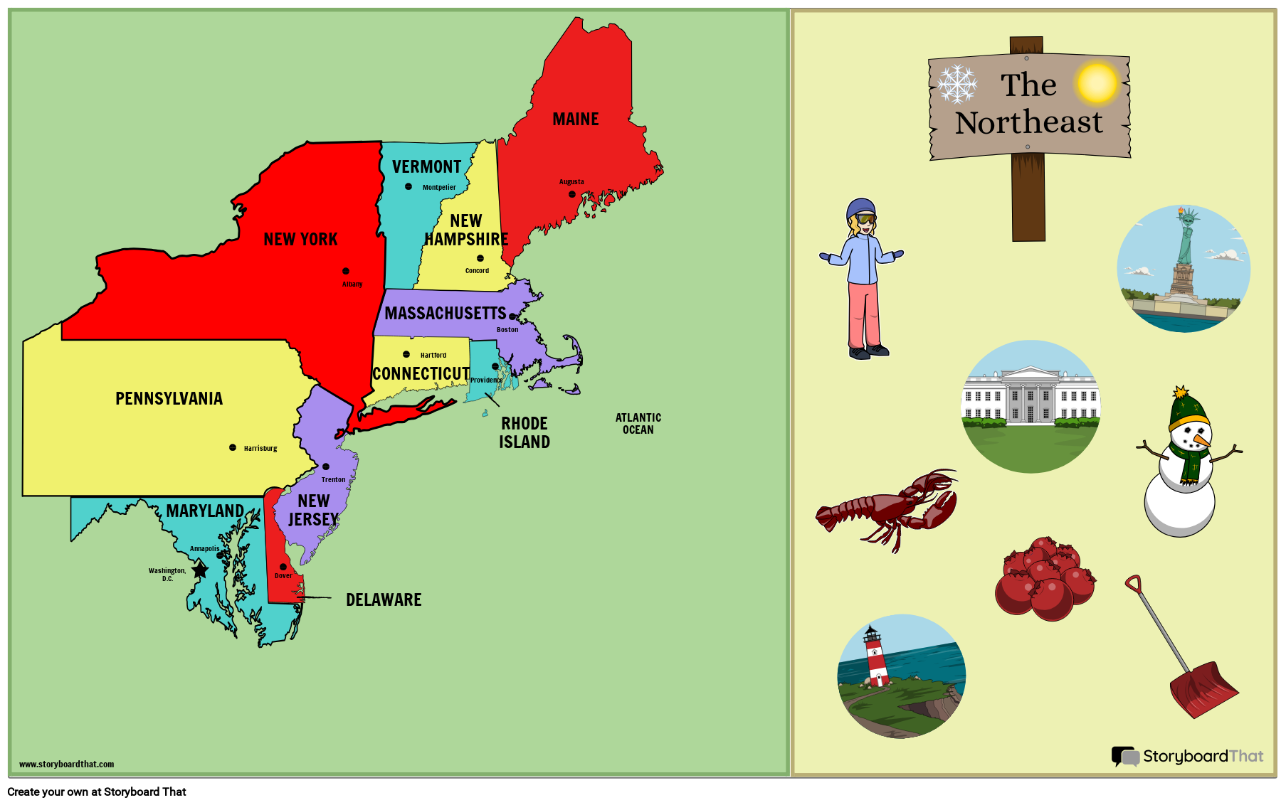 Northeast States And Capitals Storyboard By Lauren