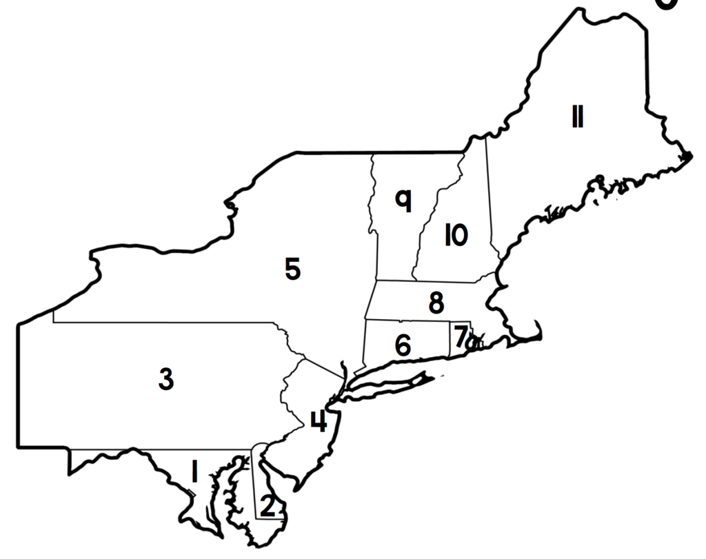 blank northeast region map