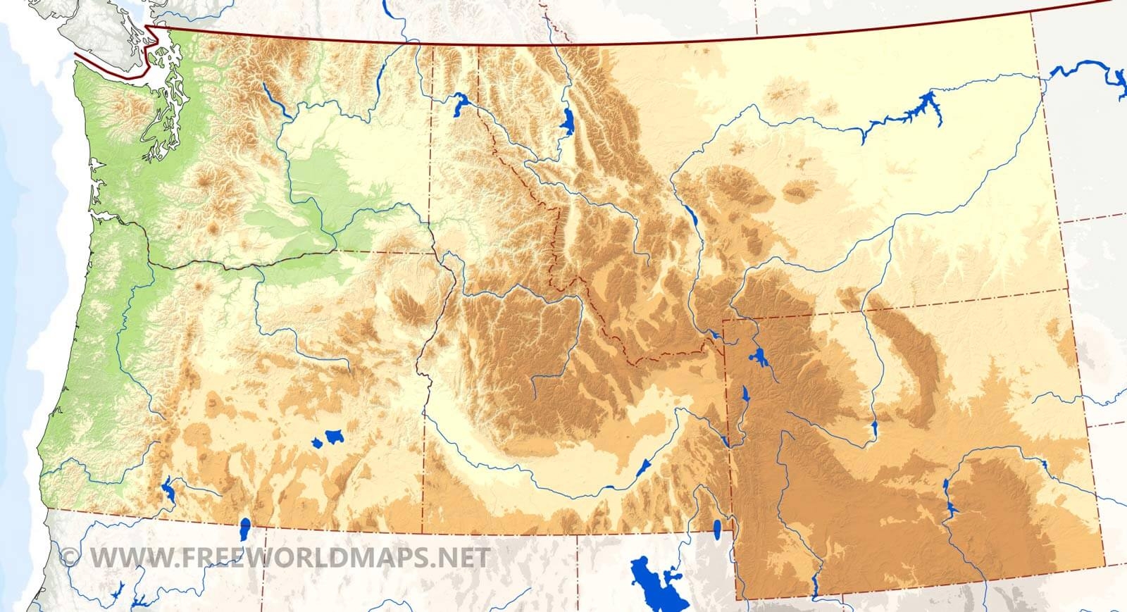 Northwestern US Physical Map