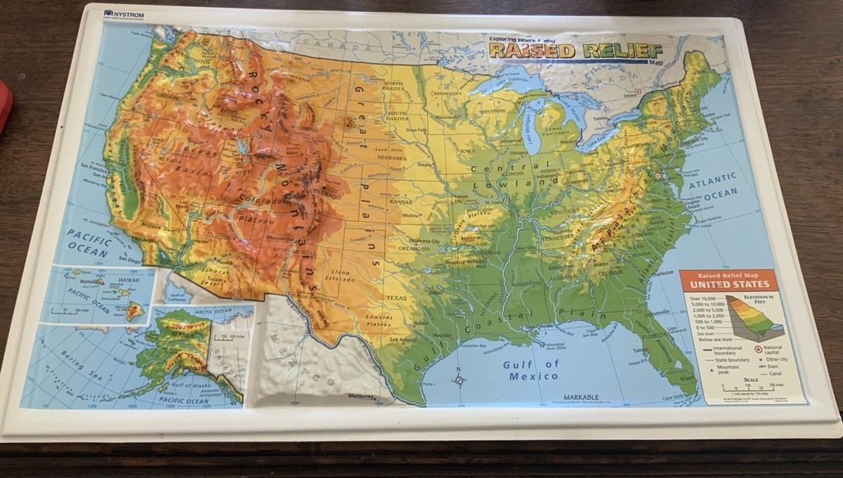 raised relief map of the united states
