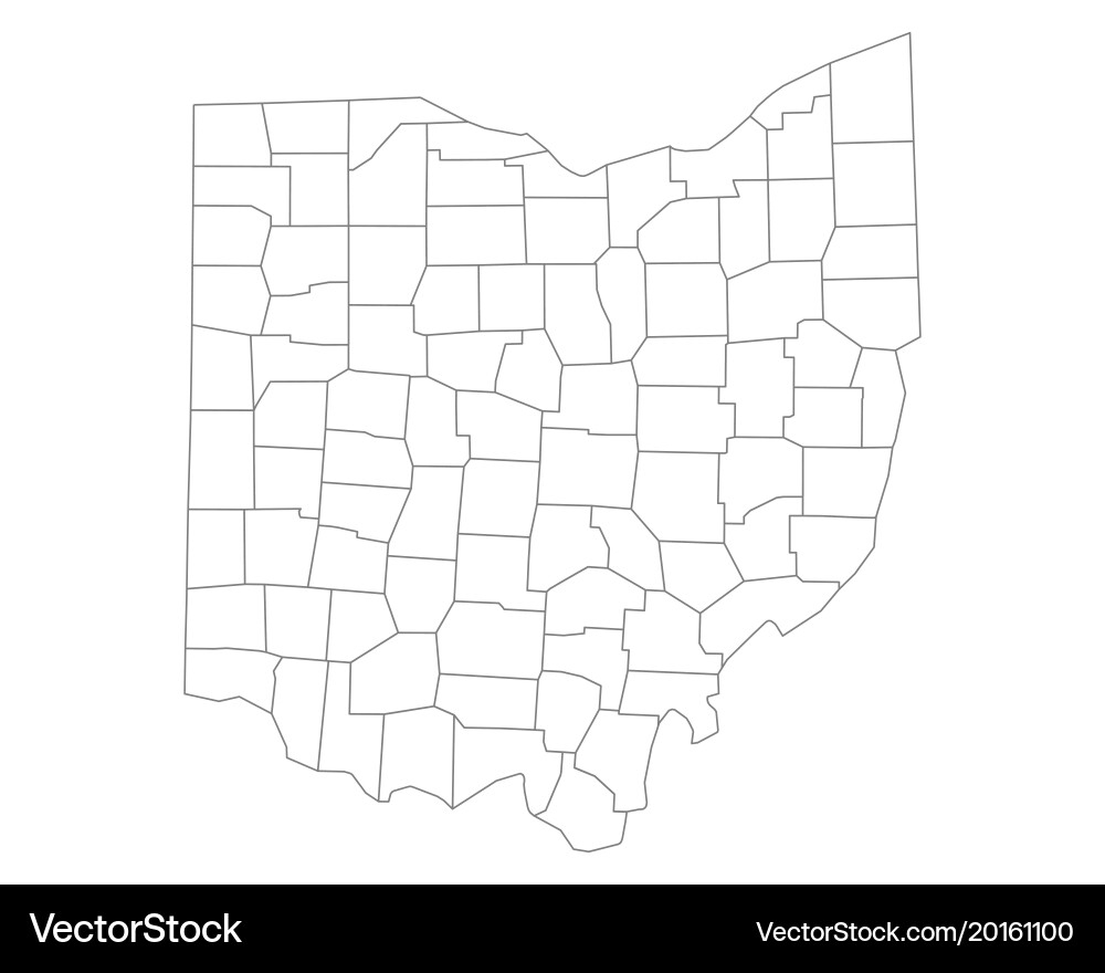 Ohio County Map 20161100 Royalty Free Vector VectorStock