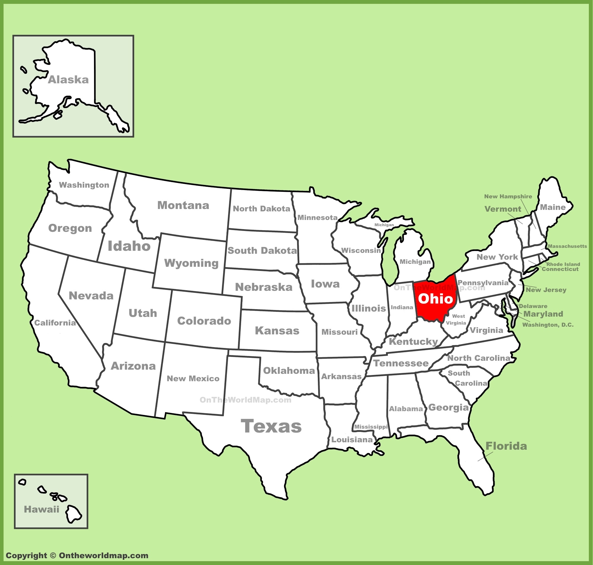 Ohio Location On The U S Map Ontheworldmap
