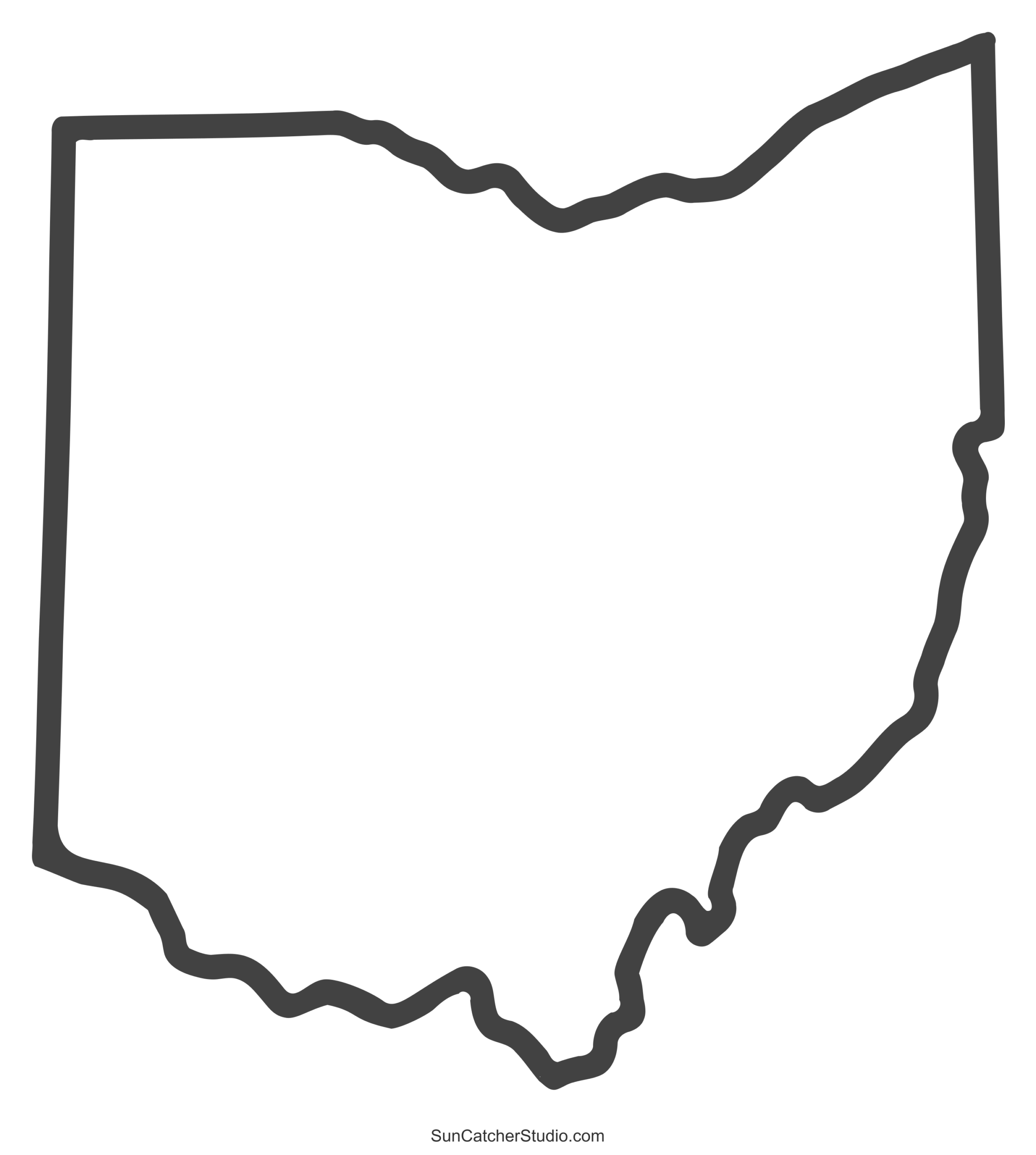 Ohio Map Outline Printable State Shape Stencil Pattern Free Printables Lettering SVG Files Tools Apps