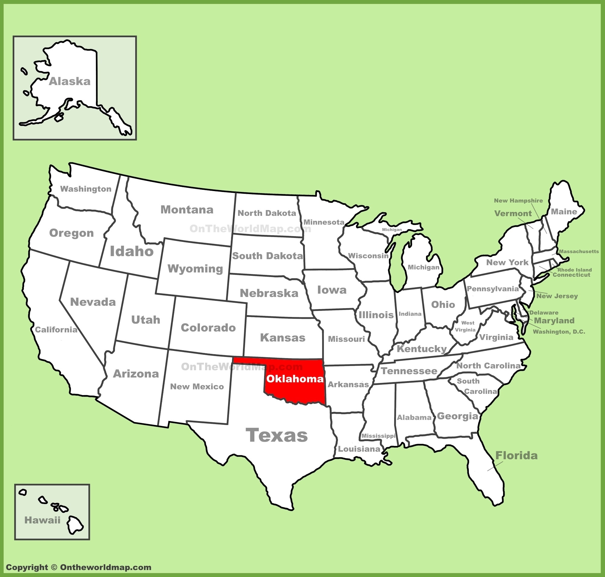 Oklahoma Location On The U S Map Ontheworldmap