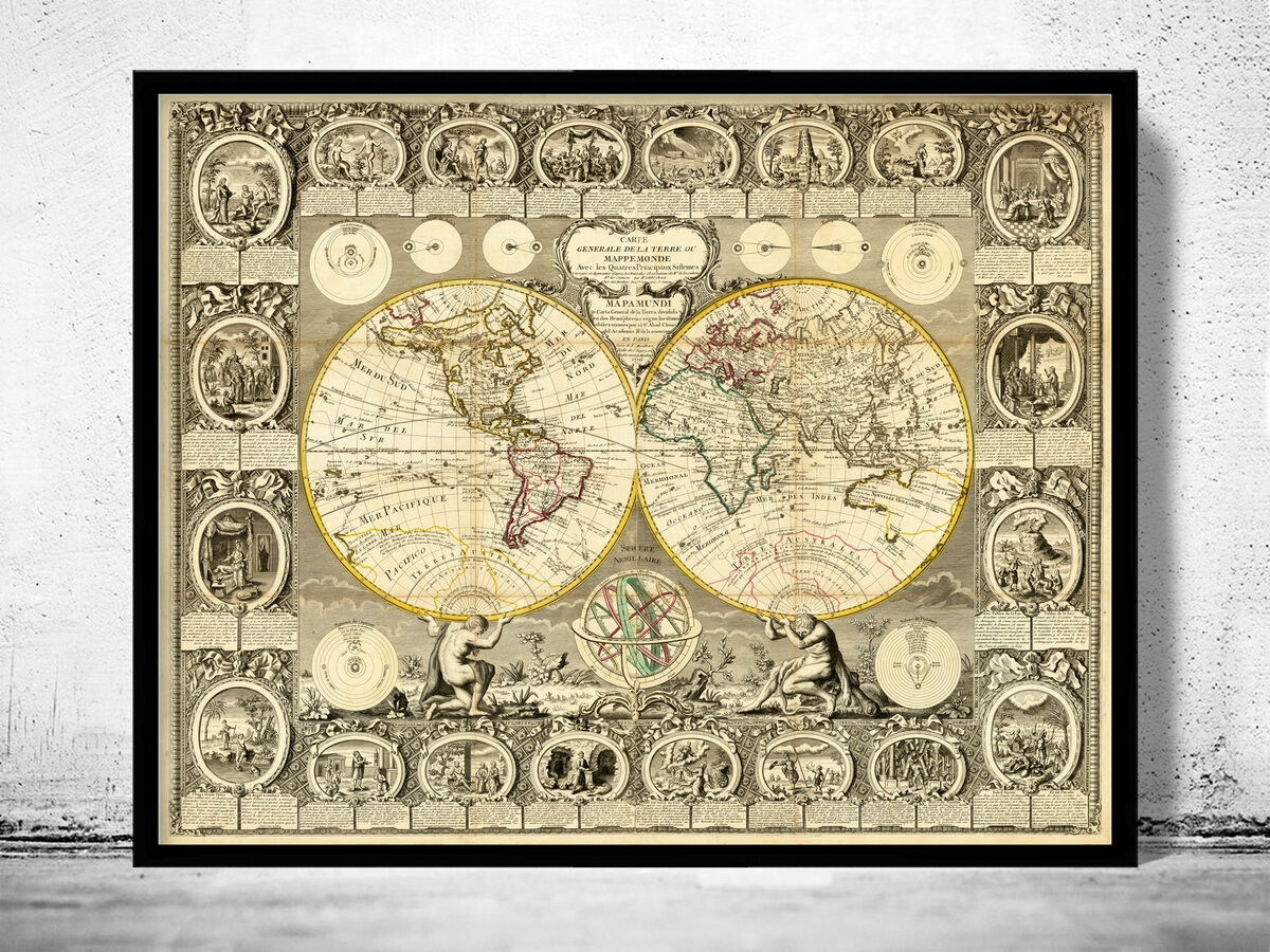 Old Map Of The World 1776 Vintage Poster Wall Art Print Vintage World Map VINTAGE MAPS AND PRINTS