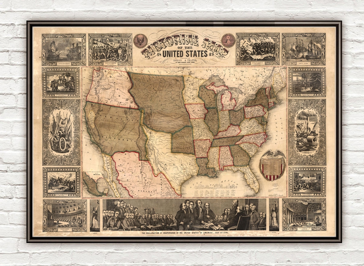 vintage map of the united states