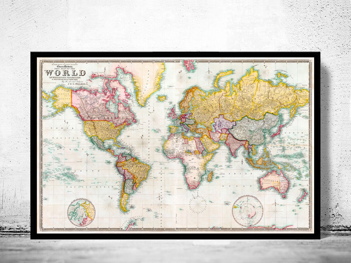 Old World Map Vintage Atlas 1849 Mercator Projection Vintage Map Wall Map Print VINTAGE MAPS AND PRINTS