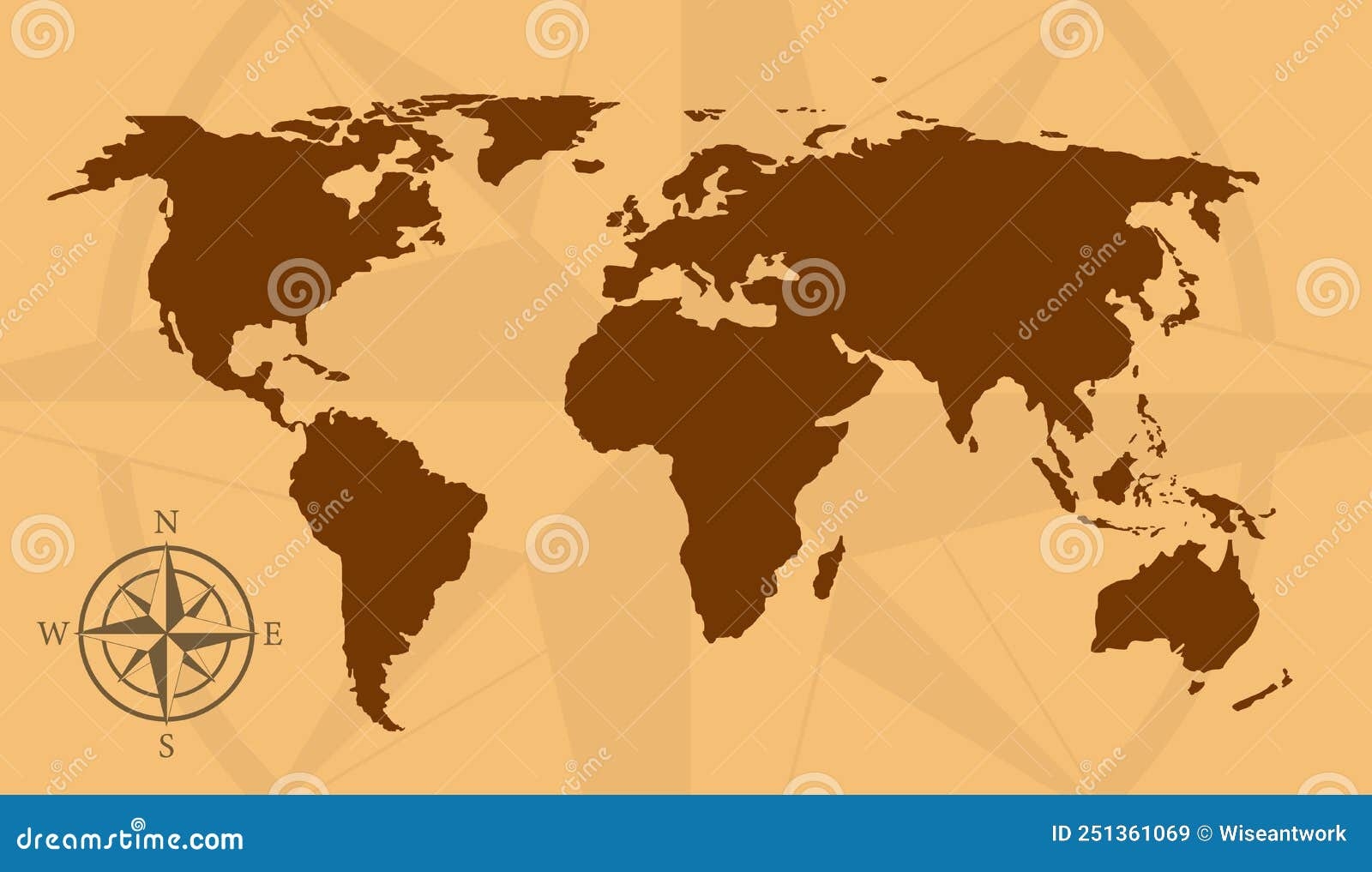 world map with a compass