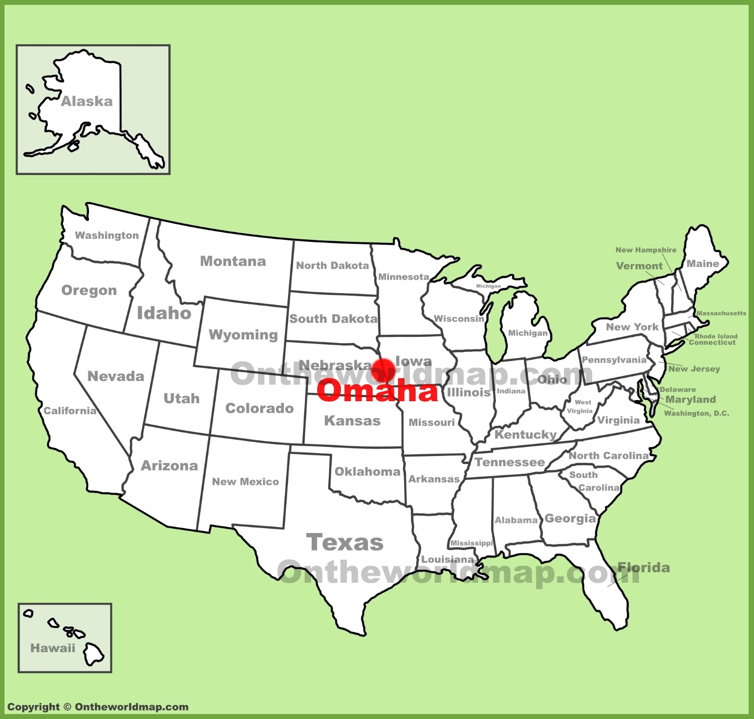 Omaha Location On The U S Map Ontheworldmap