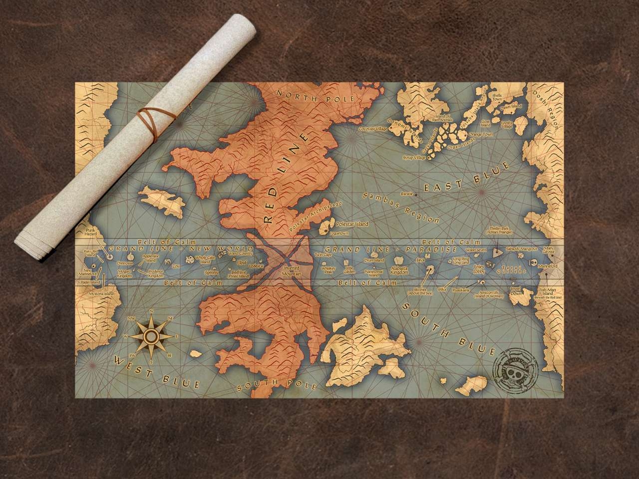 One Piece World Cloth Map Scroll Inspired By One Piece Geekify Inc
