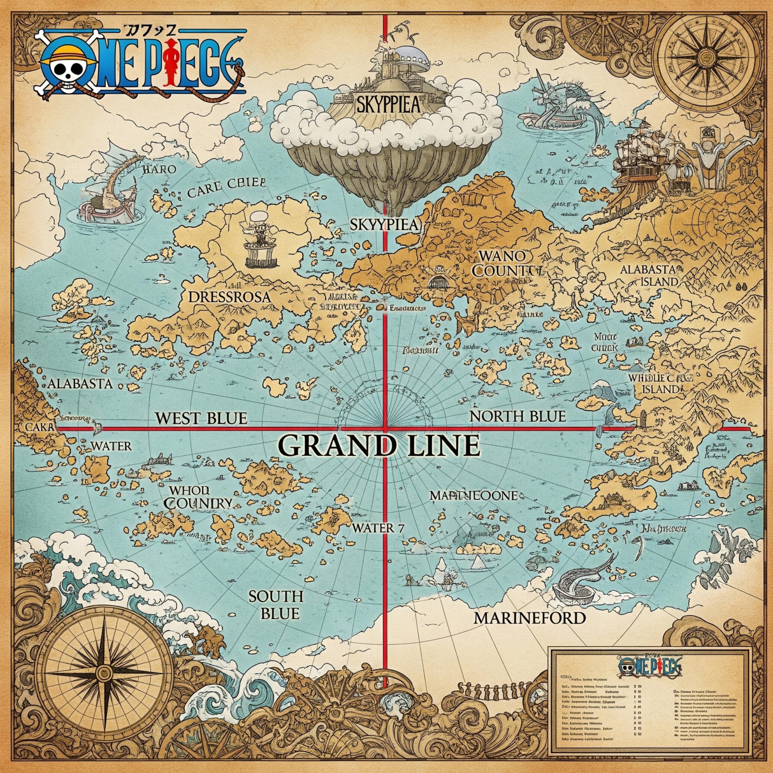 One Piecec World Map Anime Poster Manga Fan Art Colorful digital Download Etsy Israel