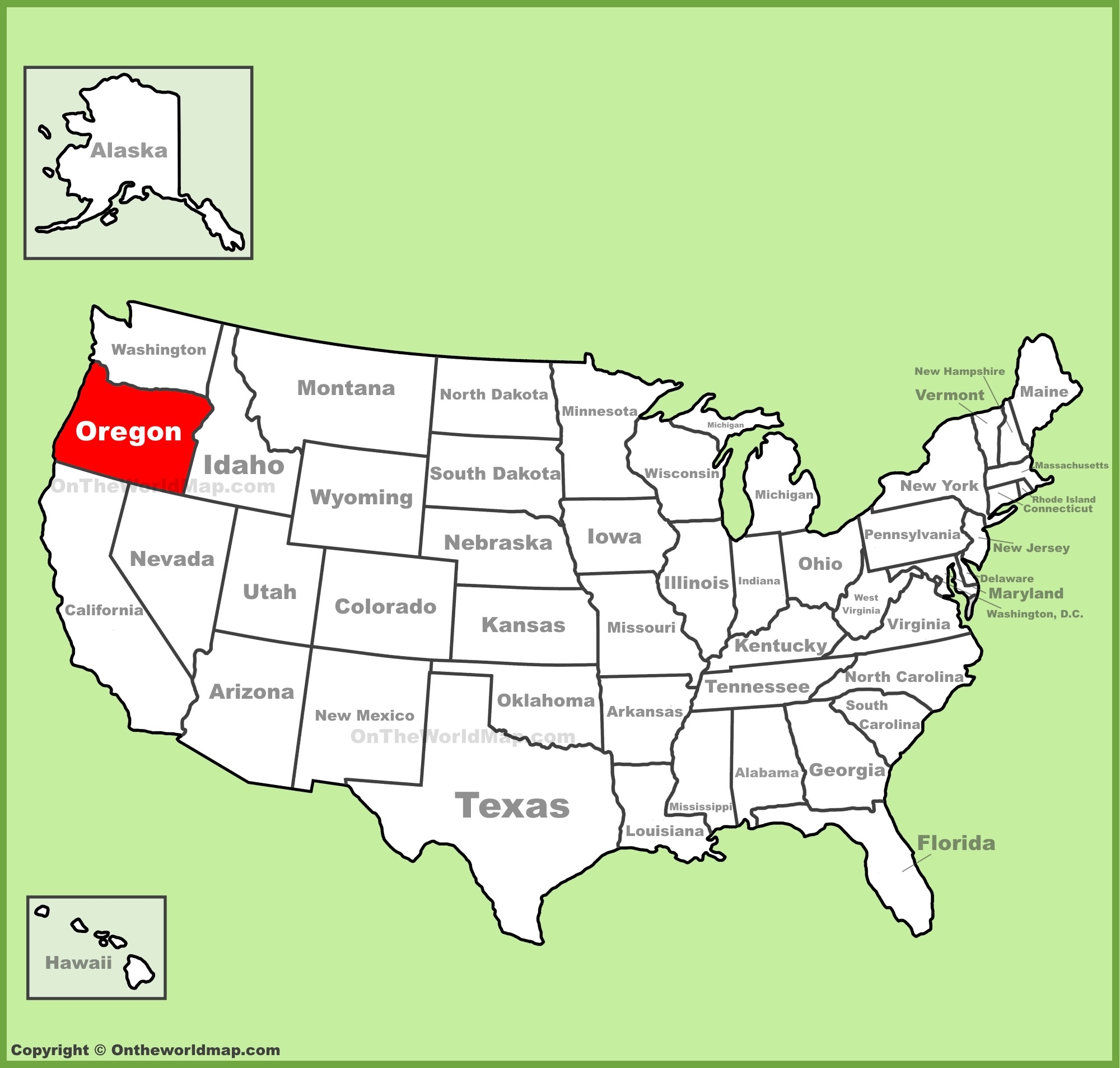 Oregon Location On The U S Map Ontheworldmap