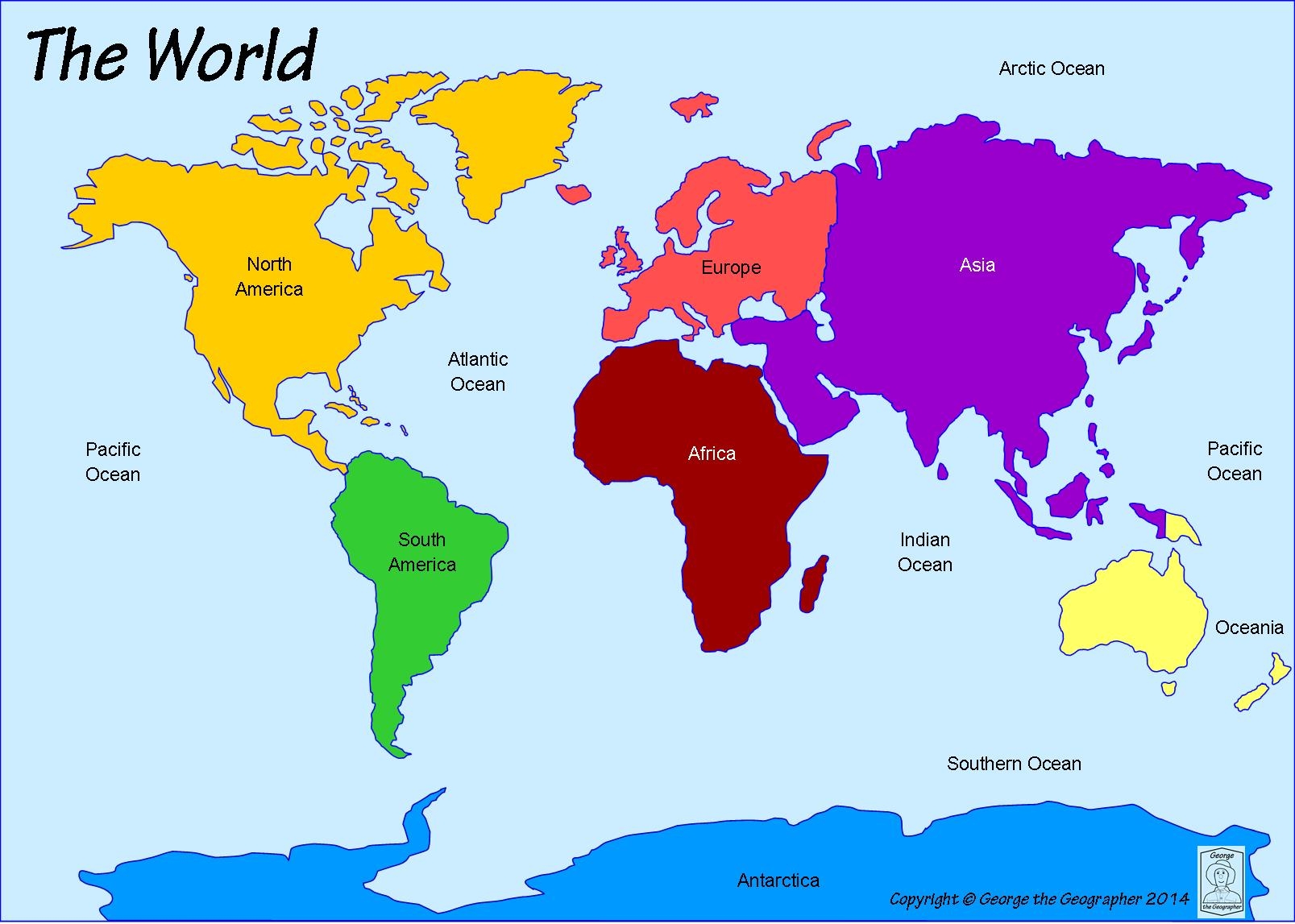continents and oceans map printable continents and oceans map printable
