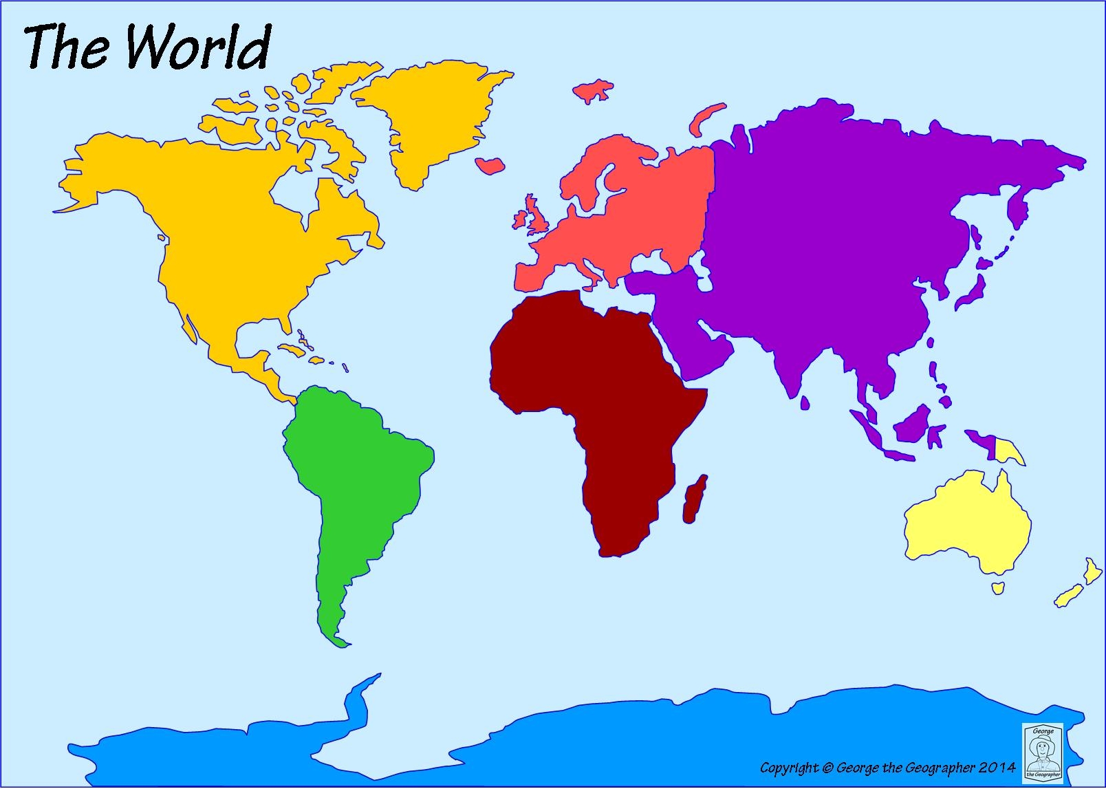 map of the continents and oceans blank