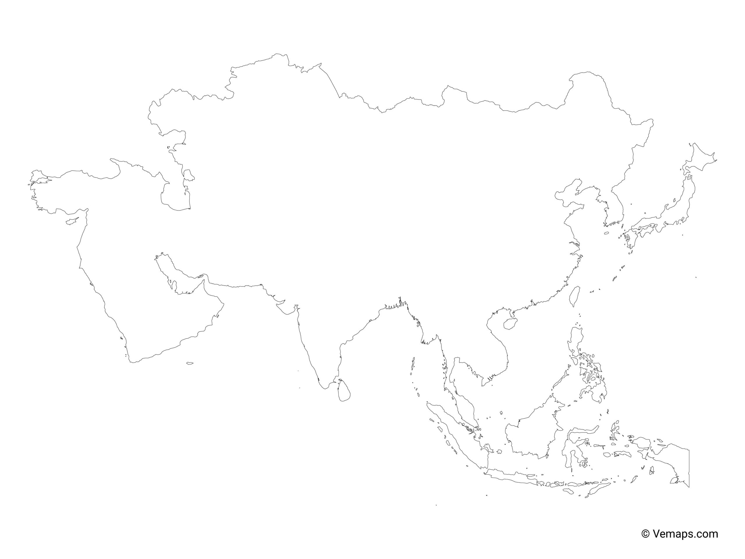 Outline Map Of Asia Free Vector Maps Outline Map Of Asia Free Vector Maps