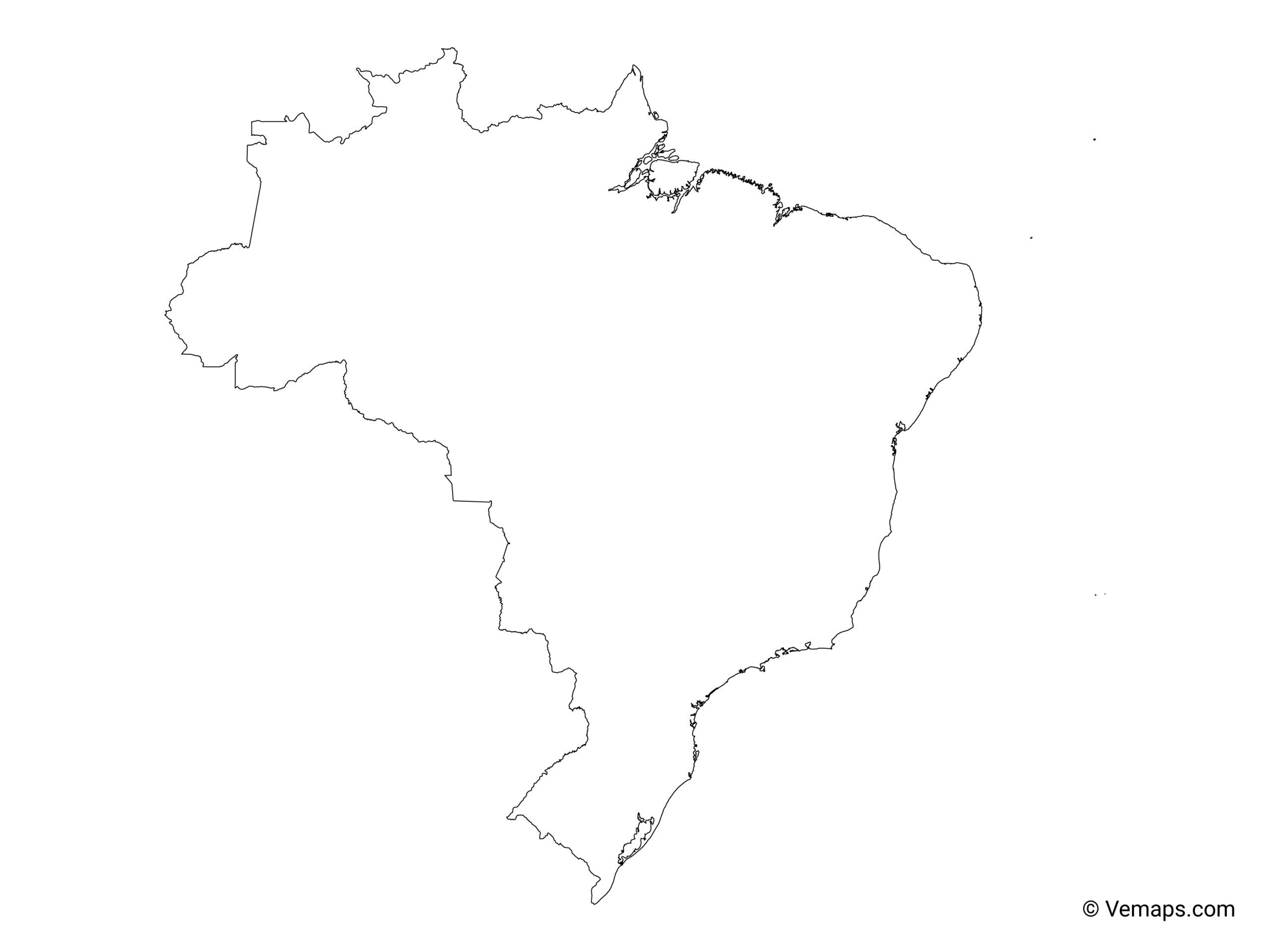 Outline Map Of Brazil Free Vector Maps