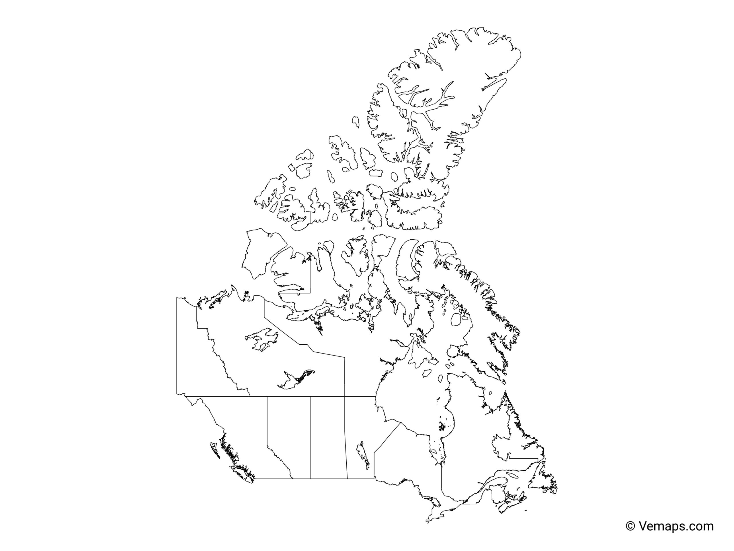Outline Map Of Canada With Provinces And Territories Free Vector Maps