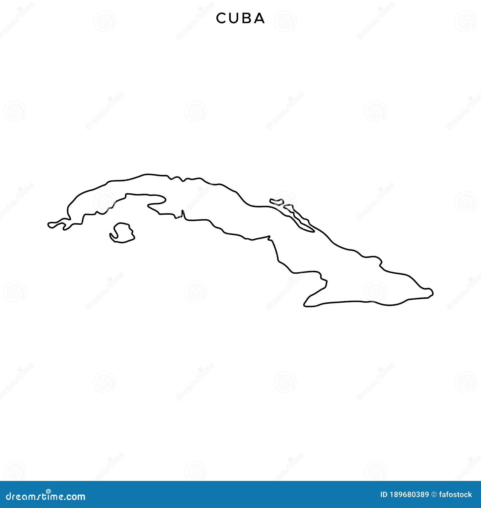 Outline Map Of Cuba Vector Design Template Editable Stroke Stock Vector Illustration Of Geography Cartography 189680389