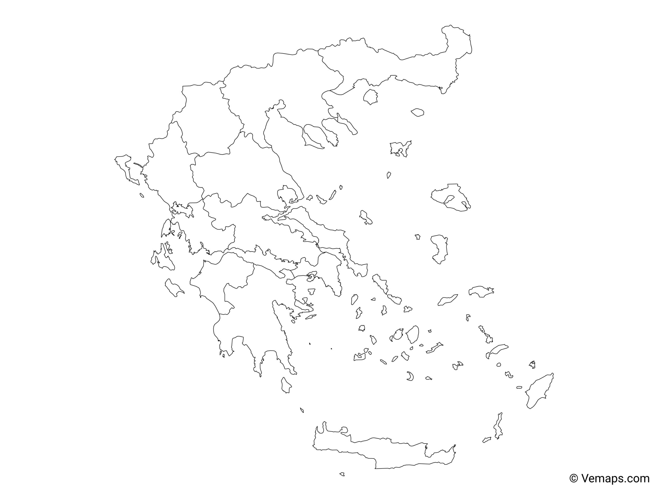 Outline Map Of Greece With Regions Free Vector Maps
