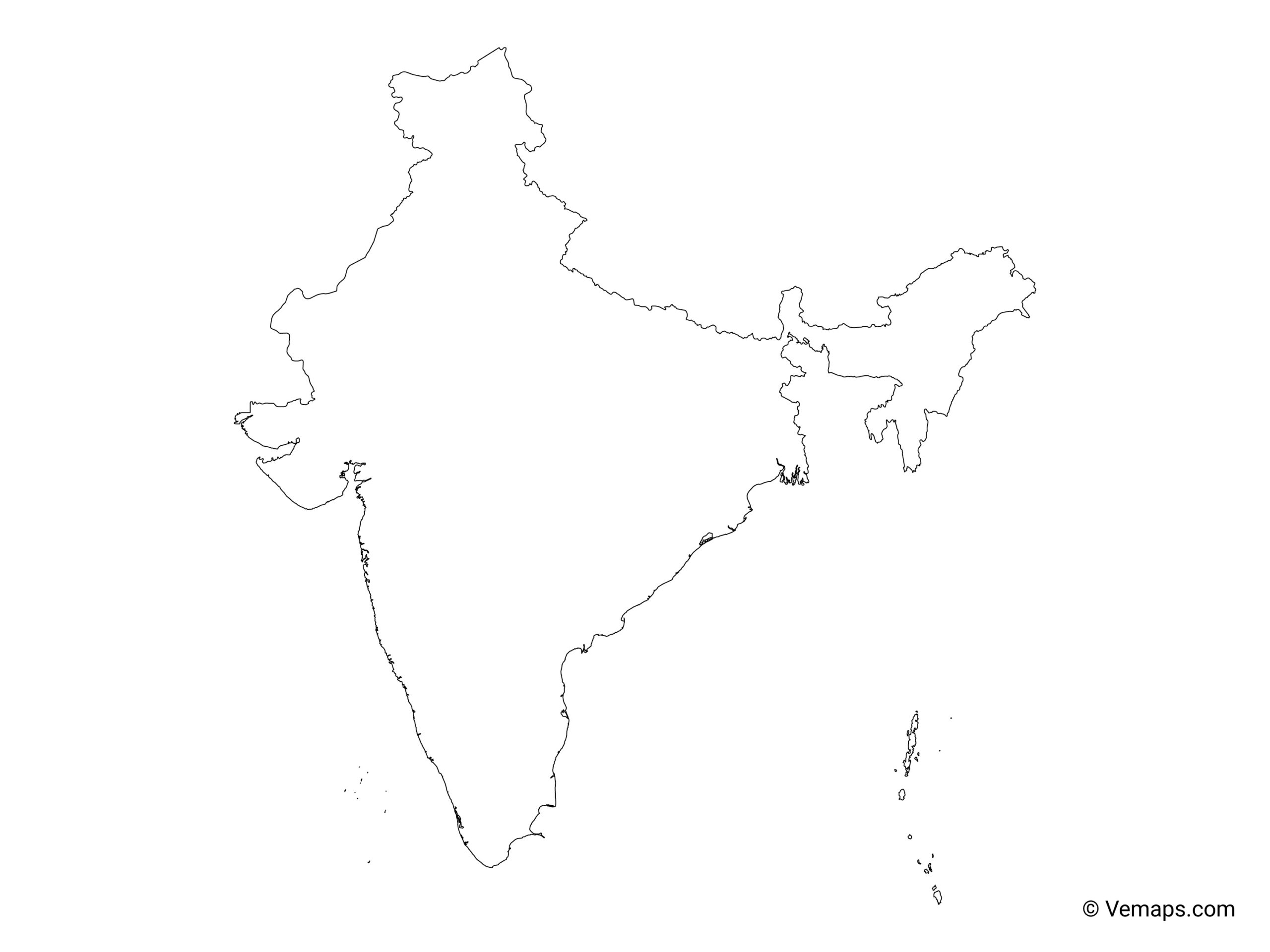 Outline Map Of India Free Vector Maps