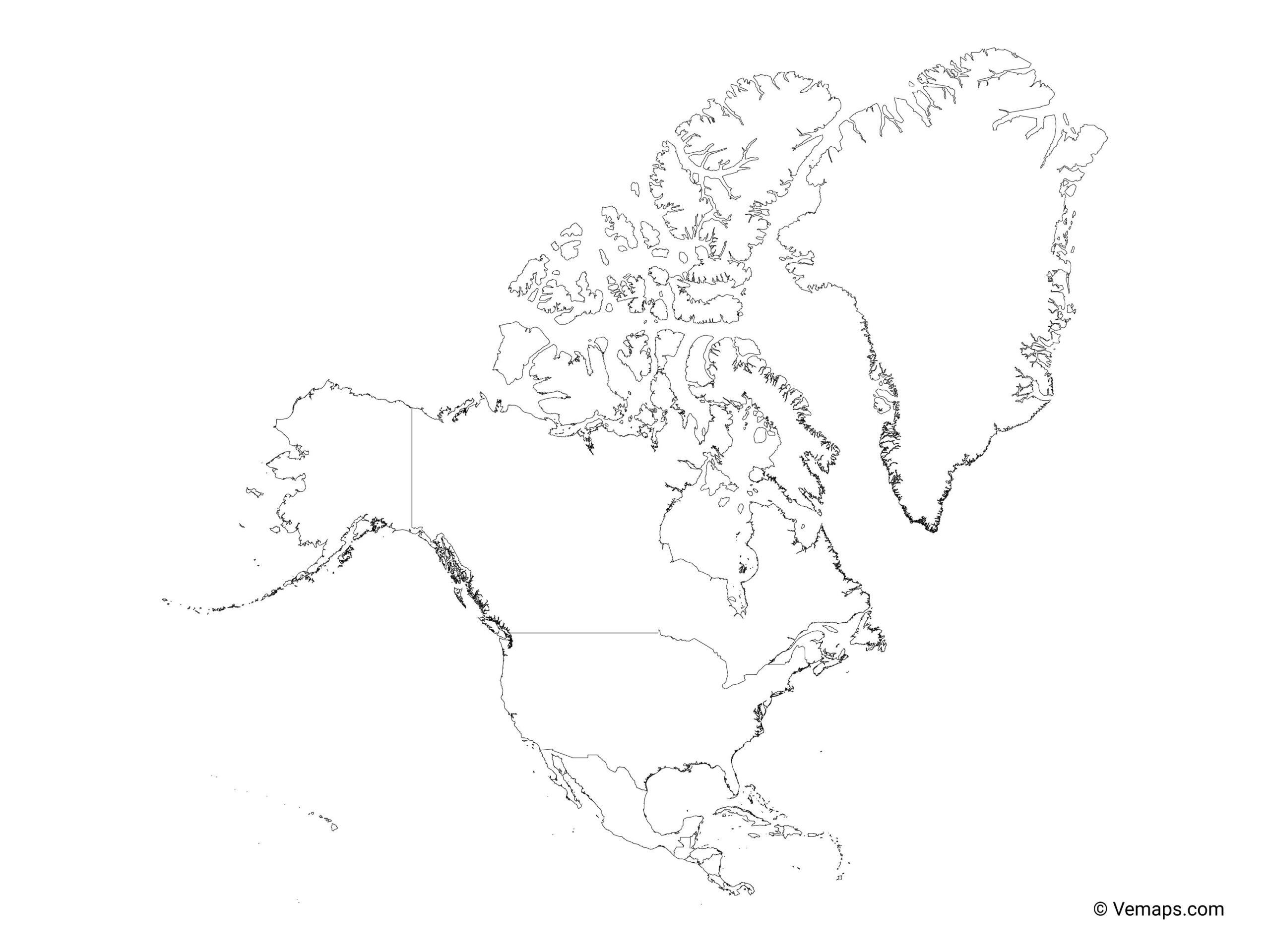 Outline Map Of North America With Countries Free Vector Maps