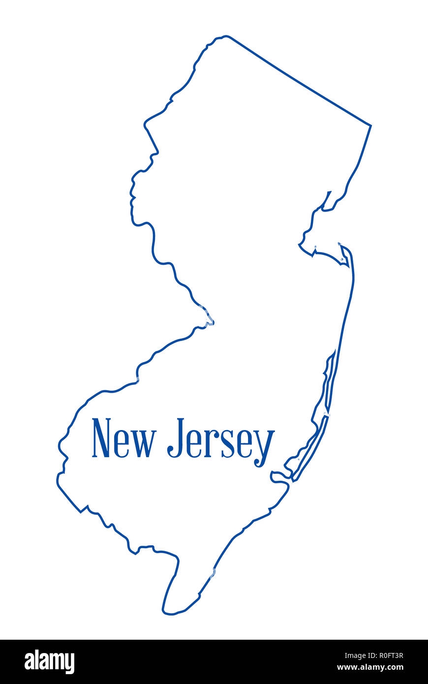 Outline Map Of The State Of New Jersey Over A White Background Stock Photo Alamy