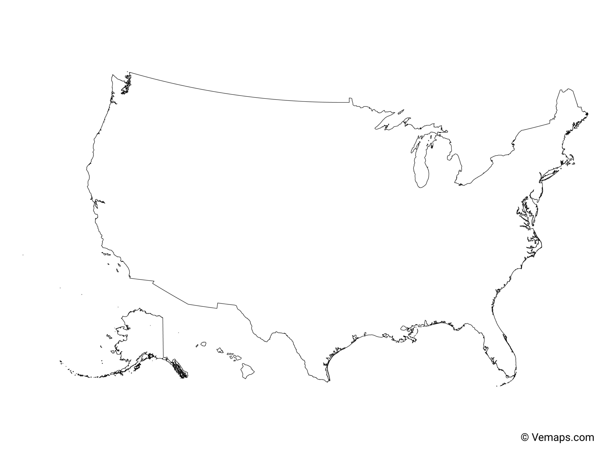 Outline Map Of The United States Free Vector Maps