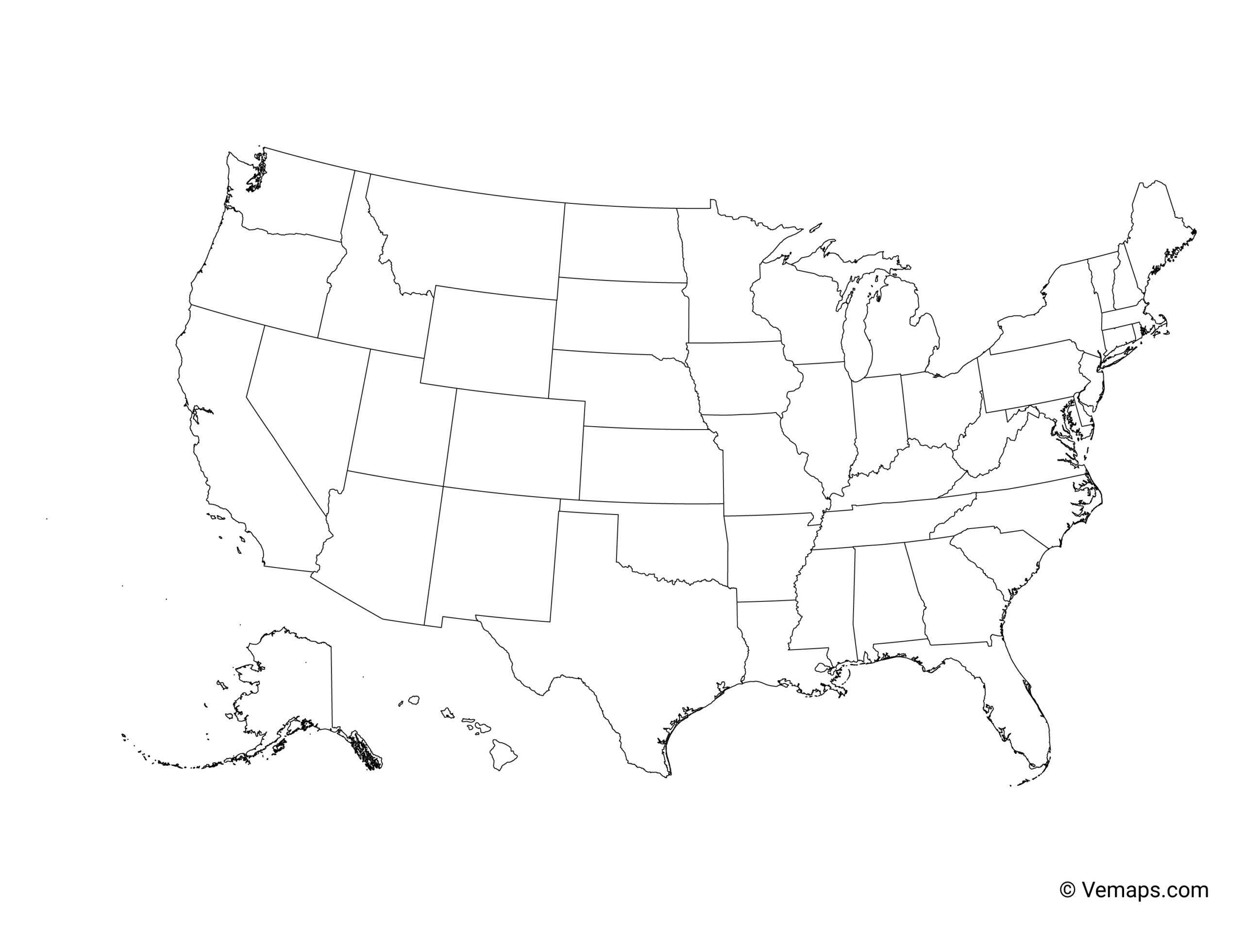 Outline Map Of The United States With States Free Vector Maps