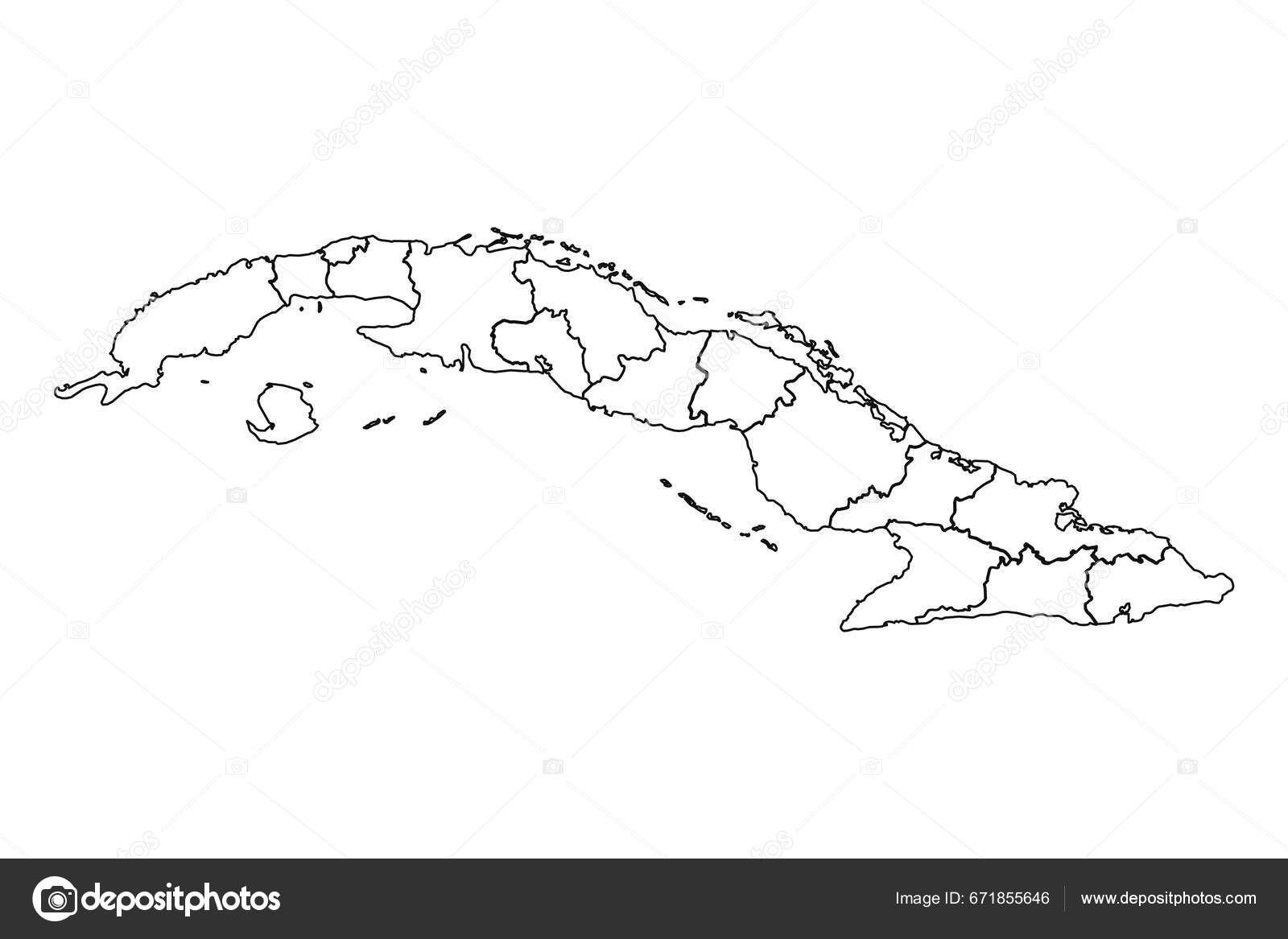Outline Sketch Map Cuba States Cities Stock Vector By Abdelkadirbasti 671855646