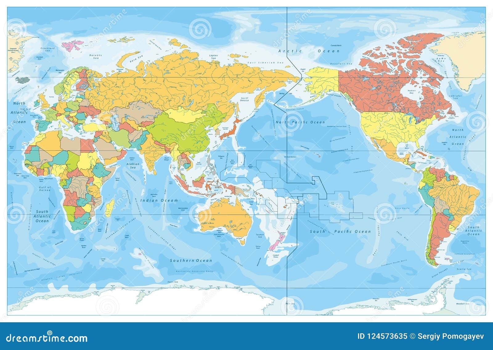pacific centred world map