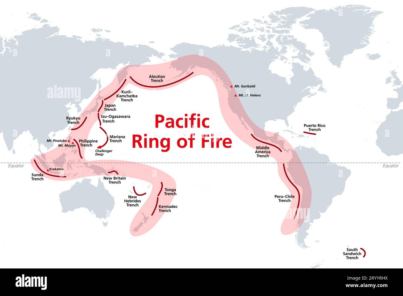 Pacific Ring Of Fire World Map With Oceanic Trenches The Rim Of Fire Or Also Circum Pacific Belt Region Around The Rim Of The Pacific Ocean Stock Photo Alamy