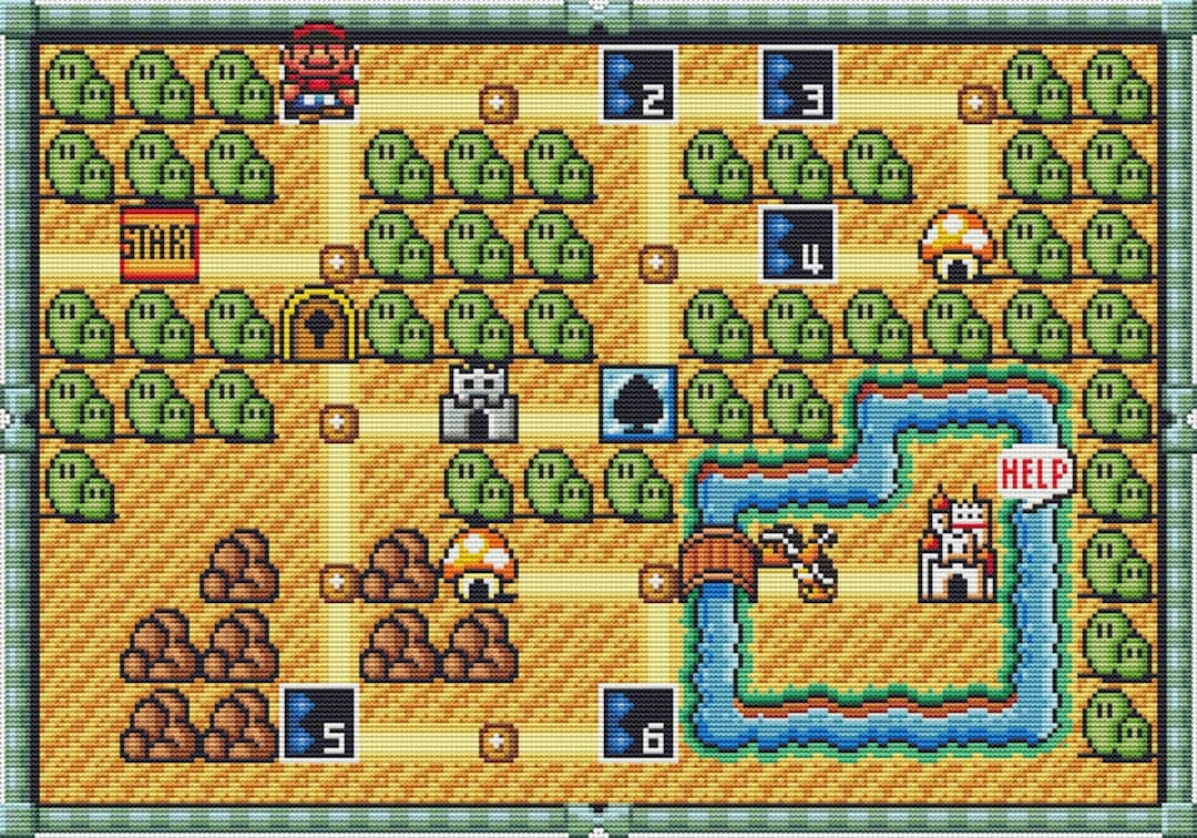 Patr n De Punto De Cruz De Mapa De Super Mario Bros 3 Mundo 1 Archivos PDF DESCARGA INSTANT NEA Etsy