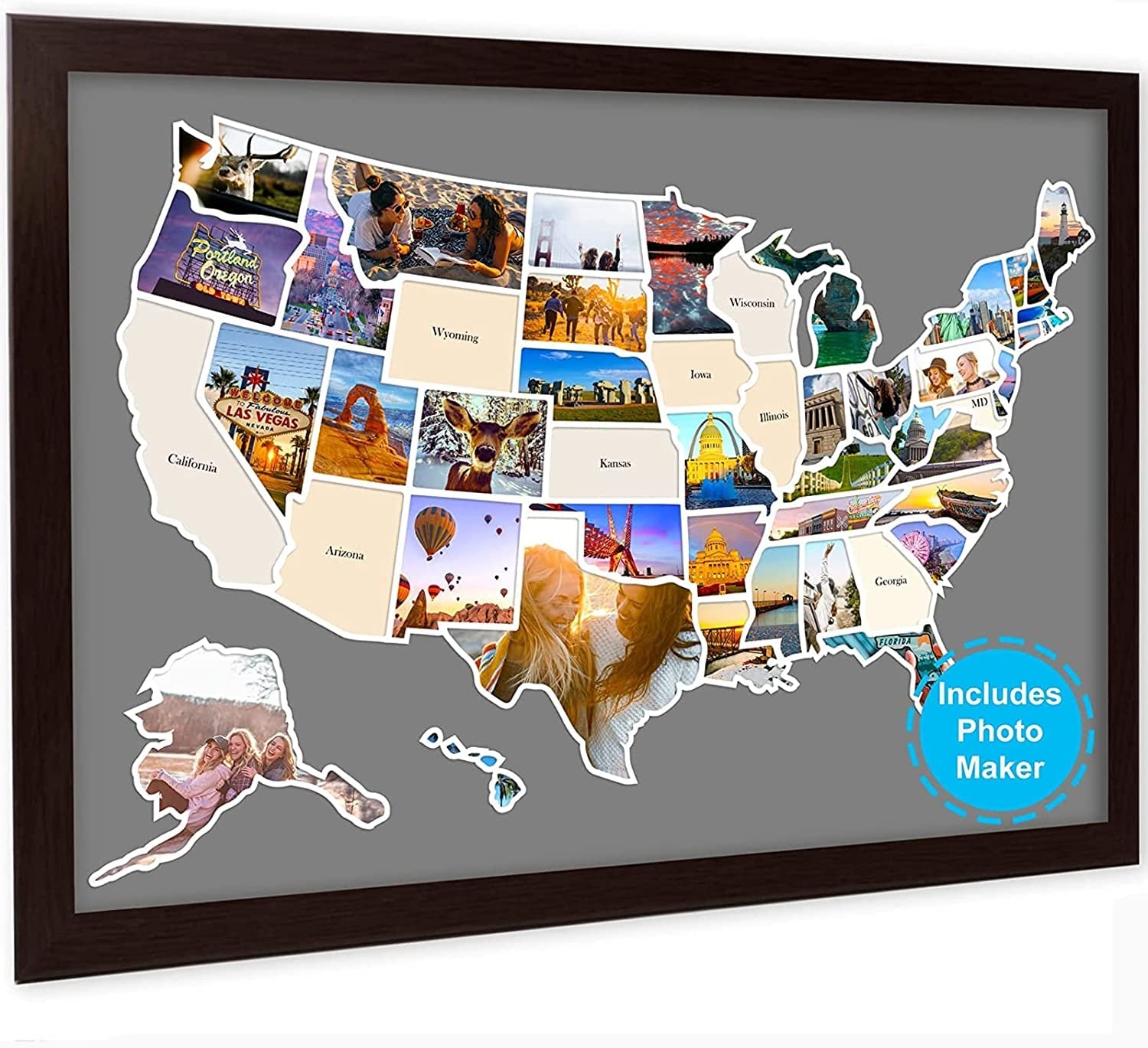Personalized Travel Keepsake States Visited Travel Travel Map Ornament USA 50 States Bucket List