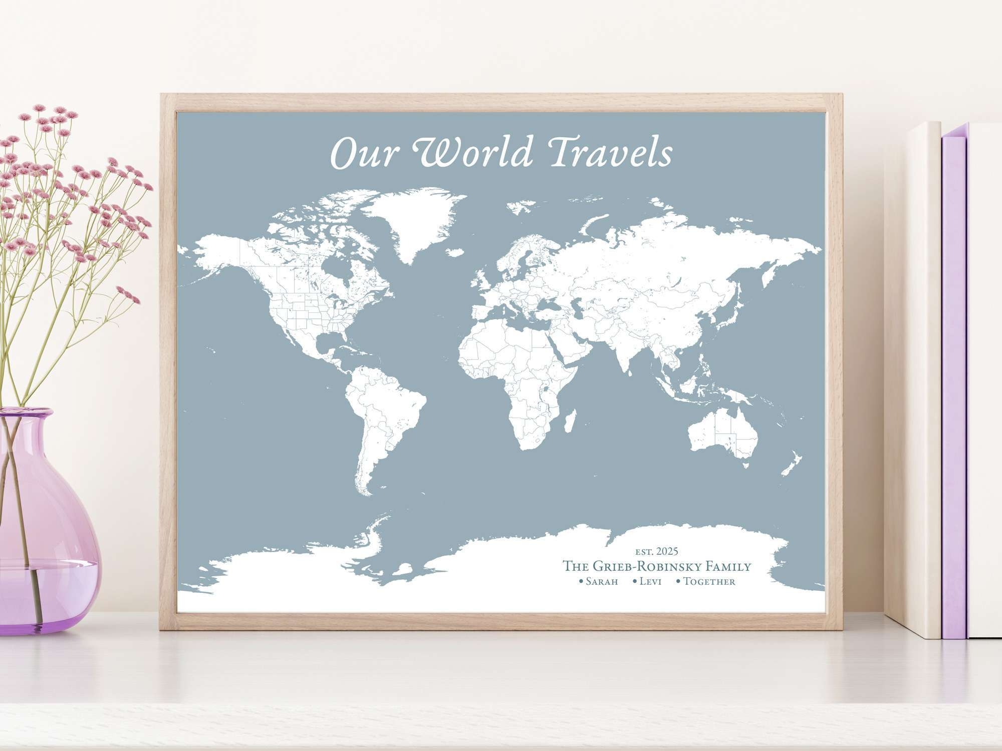 Personalized World Travel Map Custom Travel Gift Idea